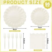 96-Piece Ivory Plate and Napkin Set, 24 Guests - Image 2