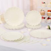96-Piece Ivory Plate and Napkin Set, 24 Guests
