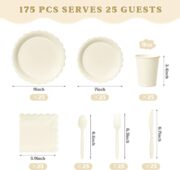 175-Piece Ivory Paper Plate and Napkin Party Pack - Image 2