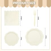 96-Piece Ivory Paper Plate and Napkin Set - Image 2