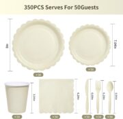 350-Piece Ivory Scalloped Disposable Tableware Set - Image 2