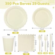 50-Set Ivory Scalloped Dining Set with Napkins - Image 2