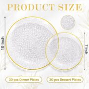 60-Piece Clear Hammered Plates with Gold Rim - Image 2