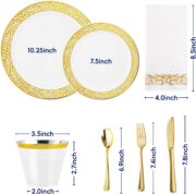 210-Piece Gold-Rim Plastic Dining Set for 30 Guests - Image 2