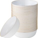 30-Pack 16 oz White Gold-Rim Soup Bowls