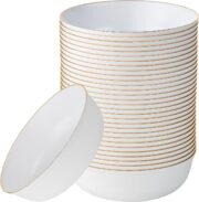 30-Pack 16 oz White Gold-Rim Soup Bowls