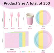 350-Piece Pastel Plate and Napkin Set, 50 Guests - Image 2