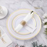 350-Piece Gold Plastic Dining Set for 50 Guests