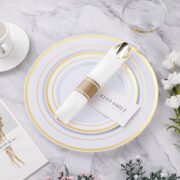 350-Piece Gold Plastic Dining Set for 50 Guests