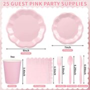 175-Piece Pink Plate and Napkin Set, 25 Guests - Image 2