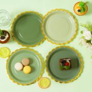 24-Guest Sage Green Scalloped Party Tableware Set