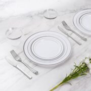 600-Piece Silver Plastic Plates for 100 Guests