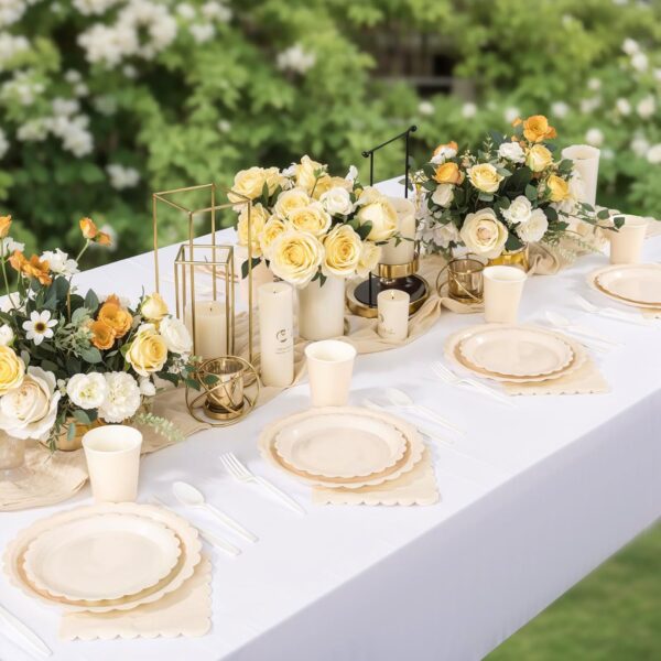 350-Piece Ivory Plate and Napkin Set, 50 Guests