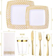 175-Piece Gold Square Dining Set for 25 Guests - Image 2