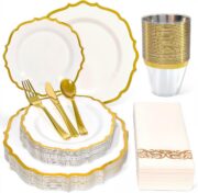 175-Piece Disposable Plastic Dining Set for 25 Guests