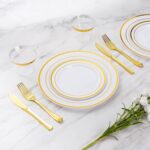 600-Piece Gold Plastic Plates for 100 Guests