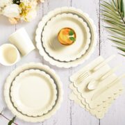 175-Piece Ivory Paper Plate and Napkin Party Pack