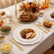 350-Piece White Gold Baroque Dining Set, 50 Guests
