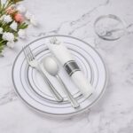 350-Piece Silver Plastic Dining Set for 50 Guests