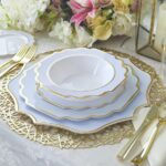50-Set Scalloped Plastic Plates for 25 Guests