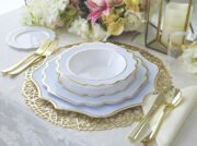 50-Set Scalloped Plastic Plates for 25 Guests