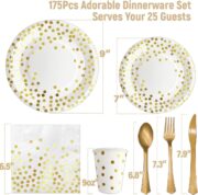 175-Piece White Gold Dot Paper Dining Set - Image 2