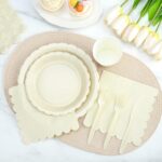 25-Set Ivory Scalloped Plate, Cup and Napkin Set