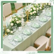 25-Set Sage Green Floral Plate and Napkin Set