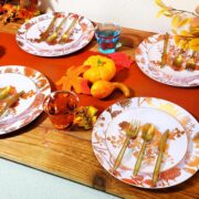 50-Piece Thanksgiving Pomegranate Plastic Plate Set