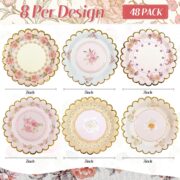 48-Piece Vintage Floral Paper Dessert Plates, 7-Inch - Image 2
