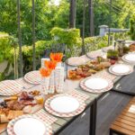 125-Piece Orange Gingham Set for 25 Guests