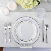 125-Piece White Silver Plastic Dining Set with Cutlery