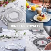 125-Piece White Silver Plastic Dining Set with Cutlery - Image 2