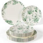 40-Piece Ivory Green Plate Set, 20 Guests
