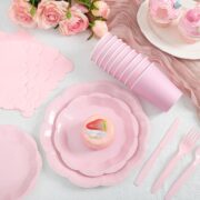 175-Piece Pink Plate and Napkin Set, 25 Guests