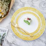 210-Piece Gold-Rim Plastic Dining Set for 30 Guests