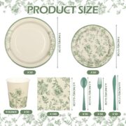 400-Piece Sage Green Floral Tableware Set, 50 Guests - Image 2