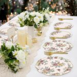 96-Piece Vintage Floral Paper Plate and Napkin Set