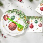 96-Piece Christmas Ornament Tableware Set, 24 Guests