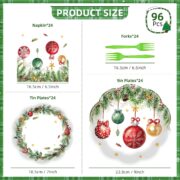 96-Piece Christmas Ornament Tableware Set, 24 Guests - Image 2
