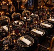 350-Piece Black Gold Dining Set for 50 Guests - Image 2
