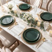 150-Piece Green Plastic Plates for Wedding Use