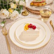 150-Piece Ivory Plastic Dining Set for 25 Guests