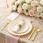 350-Piece Ivory Scalloped Plastic Plates for Weddings