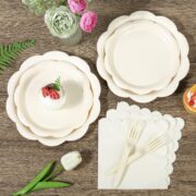 96-Piece Ivory Paper Plate and Napkin Set