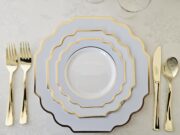 50-Set Scalloped Plastic Plates for 25 Guests - Image 2