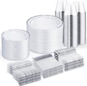 600-Piece Silver Disposable Dining Set for 100 Guests - Image 2